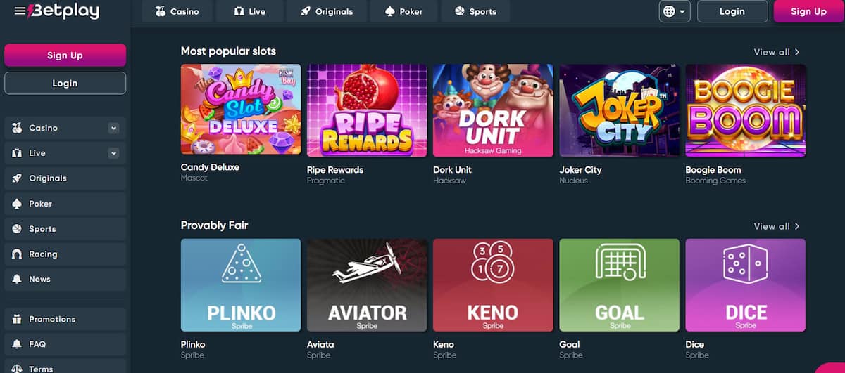 Betplay.io – 100% eerlijke no KYC casino