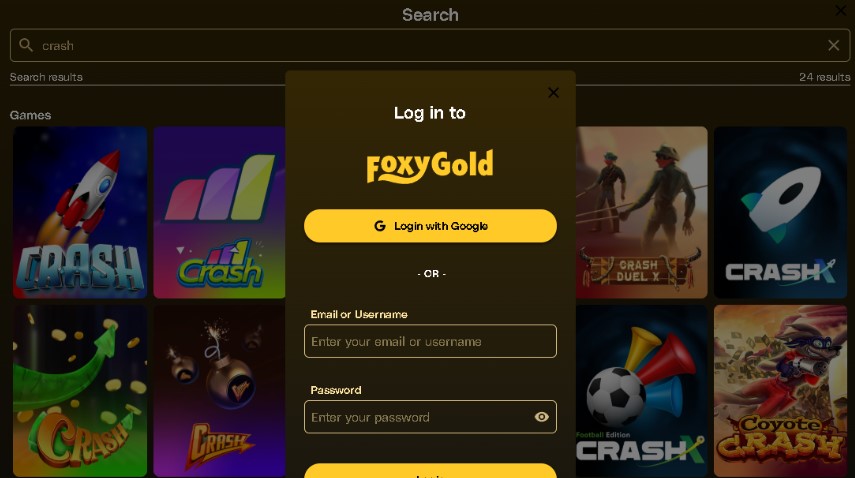 FoxyGold Buitenlandse Casino met Crash games