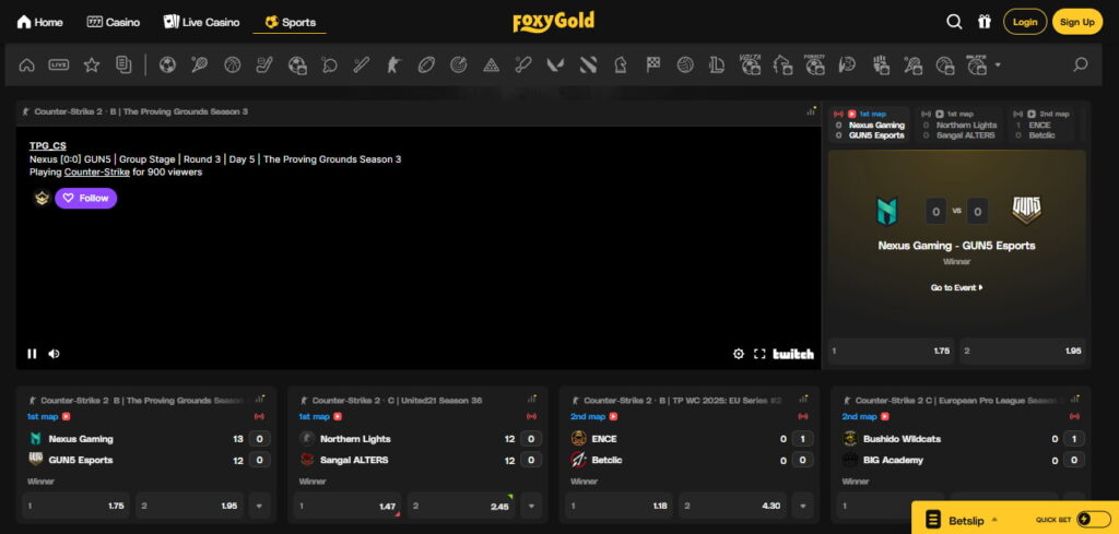 FoxyGold – Snelste Live Betting & Top Esports-Markten