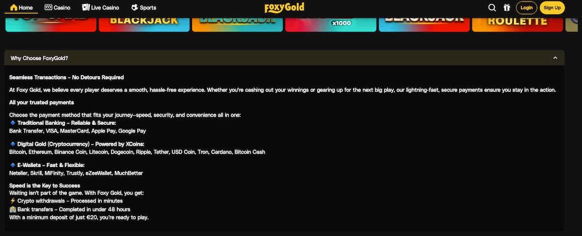 Foxygold Het best uitbetalende online casino voor cryptobetalingen