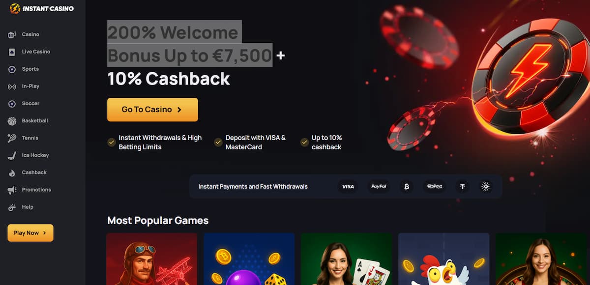 Instant Casino - Beste no KYC casino voor bonussen