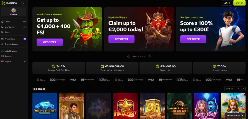 Instasino mobiel casino met hoogste welkomstbonus