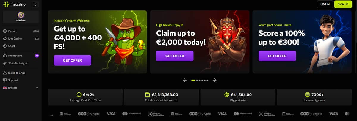 Instasino – Hoogste welkomstbonus bij dit nieuwe online casino België