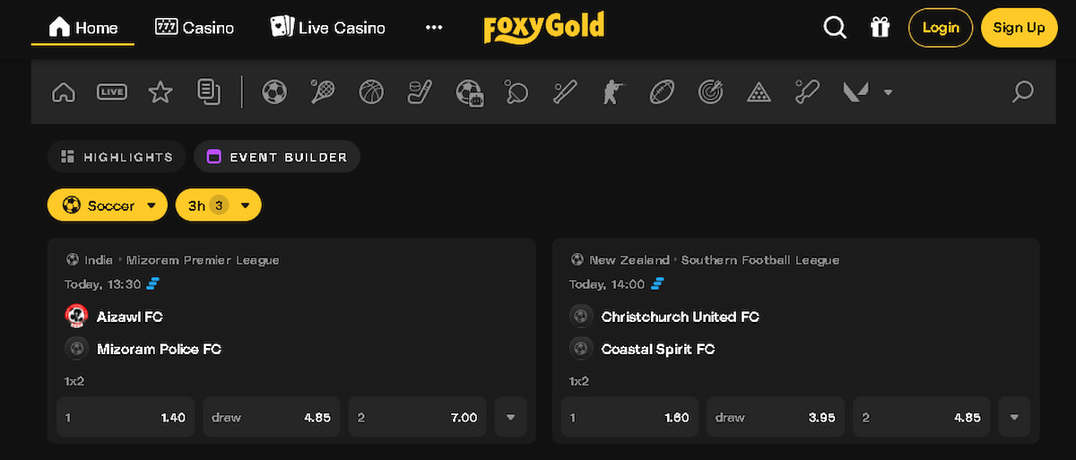 Nederlandse Bookmaker FoxyGold met Event Builder