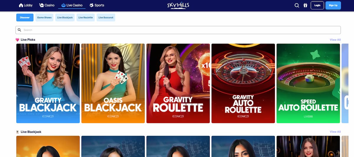 Skyhills Het beste RTP-casino met de meeste live spellen