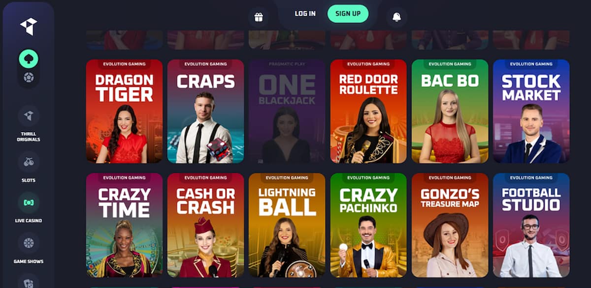 Thrill – Beste no KYC casino voor live spellen