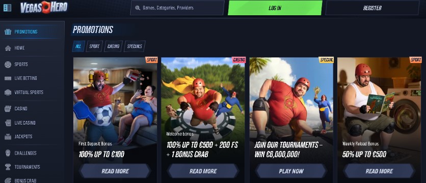 Vegas Hero Casino Welkomstpakket