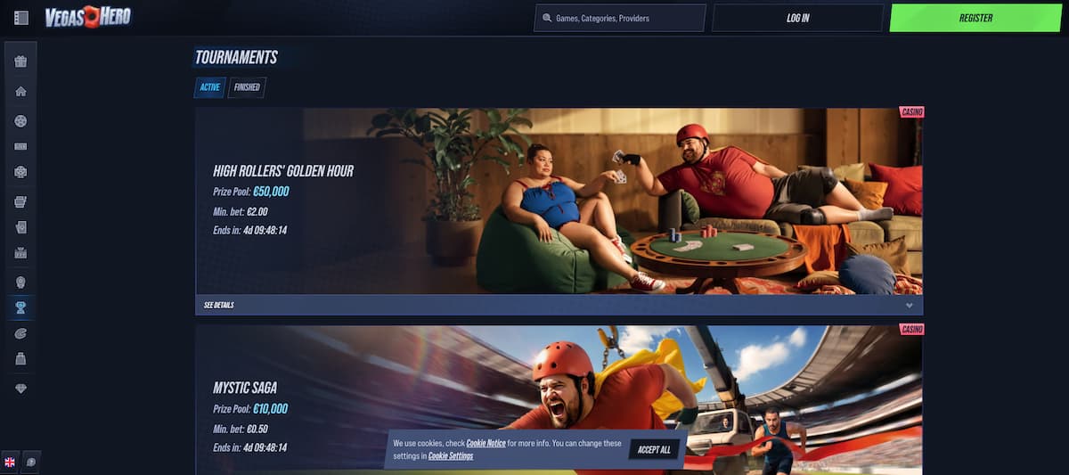 Vegas Hero Het beste RTP casino voor liefhebbers van toernooien