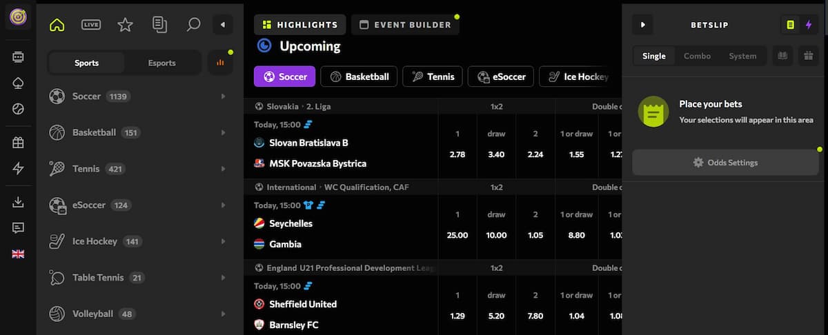 Check aanbod aan sporten om op te wedden