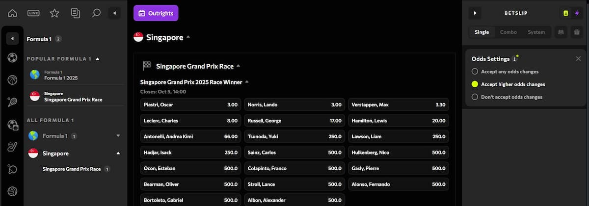 Instasino - Beste allround bookmaker voor F1 weddenschappen