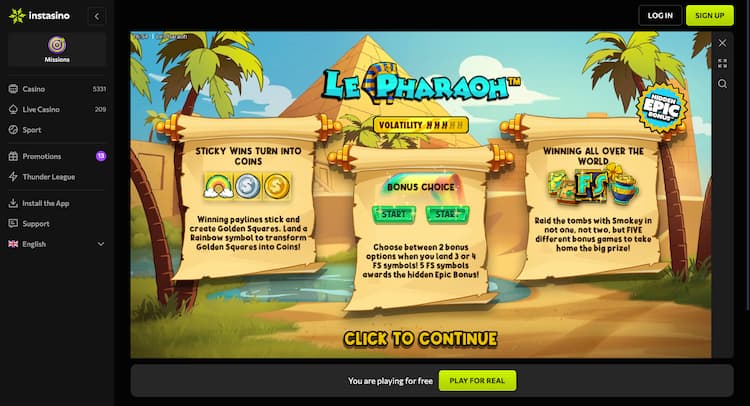 Instasino-Le Pharaoh
