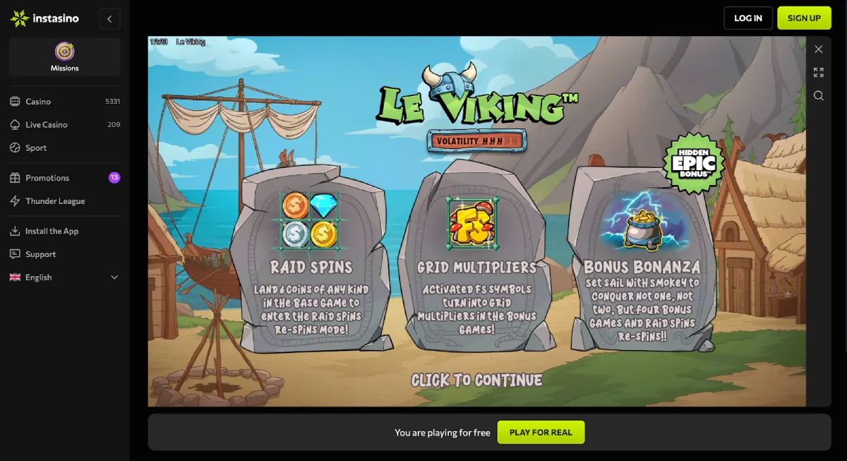 Le Viking at Instasino