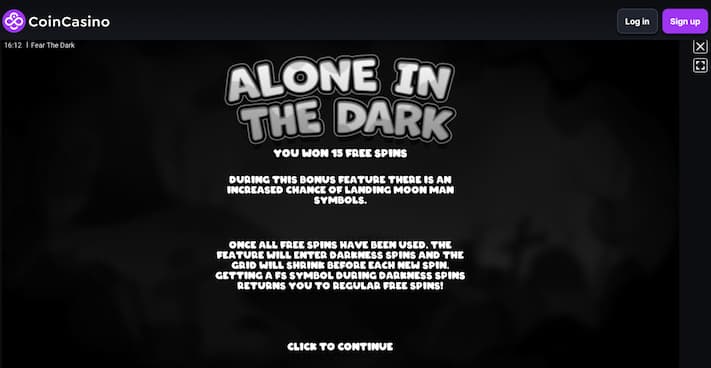 CoinCasino Fear the Dark Alone in the dark