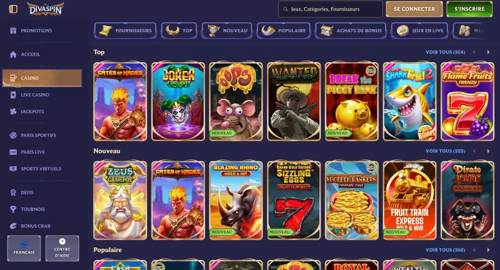 Divaspin - Speel de beste spellen van de grooste providers bij dit online casino België 
