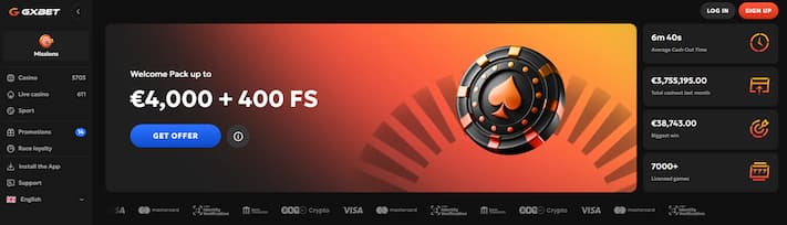 GXBet Met Volt inzetten bij spellen van de beste providers