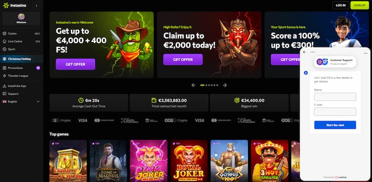 Instasino klantenservice