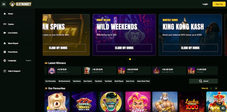 Slot Monkey - Gokkast specialist met een casino welkomstbonus tot €1.500