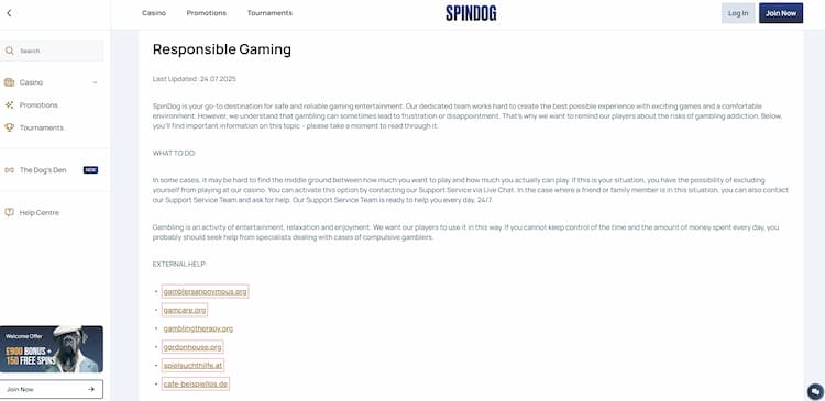 Verantwoord gokken bij Spindog