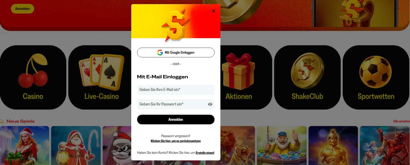 Account aanmaken en inloggen bij Shakebet casino