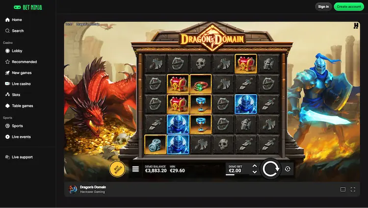Betninja Dragons Domain en gespreide welkomstbonus