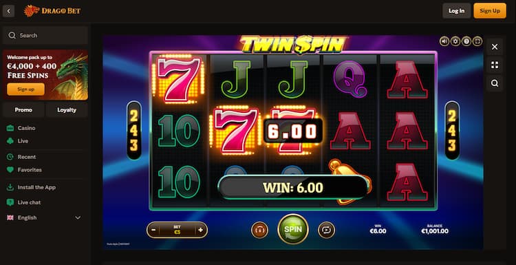 Dragobet – Algemeen top Twin Spin casino met demo
