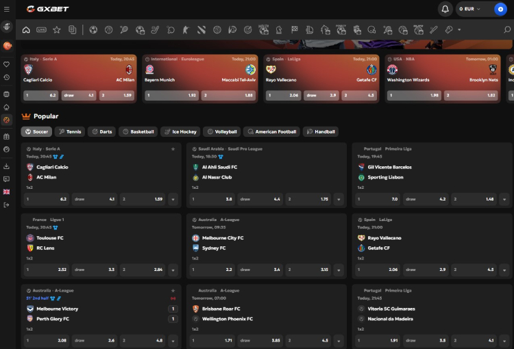 Gxbet sportsbook, bookmaker zonder Cruks