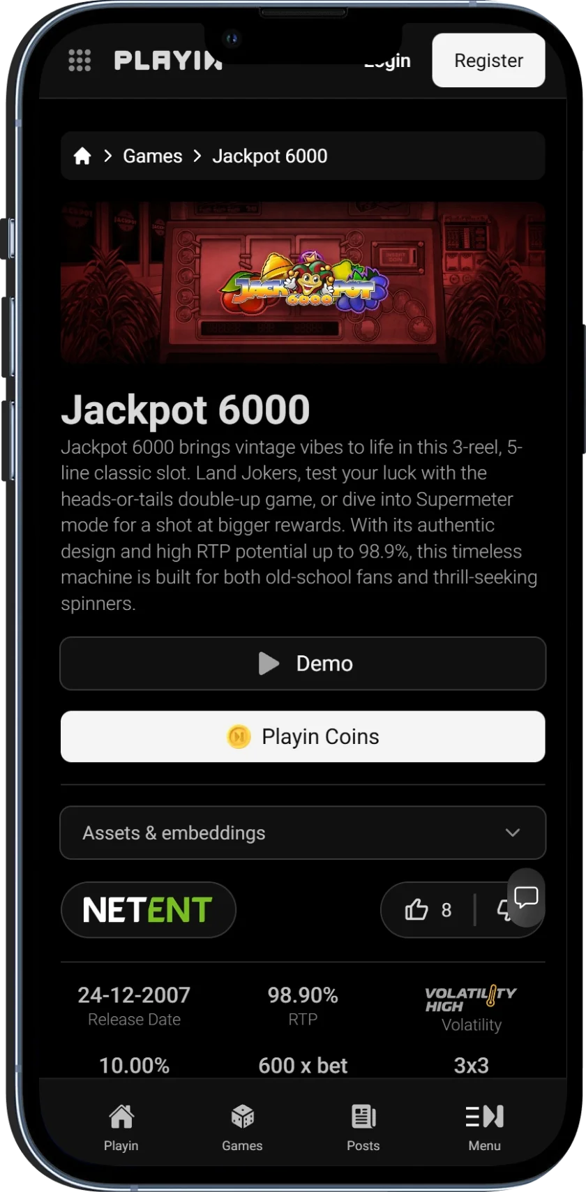 Jackpot 6000 NetEnt Mobiel Spelen iPhone & Android