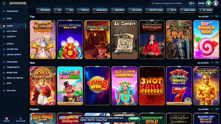 Millioner Premium ELK Studios casino met royale bonussen en groot spelaanbod