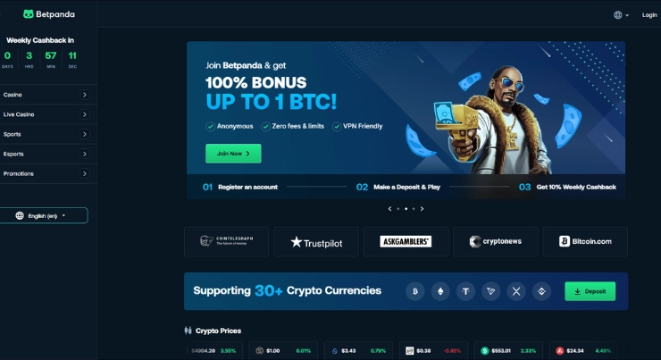 Betpanda hjemmeside