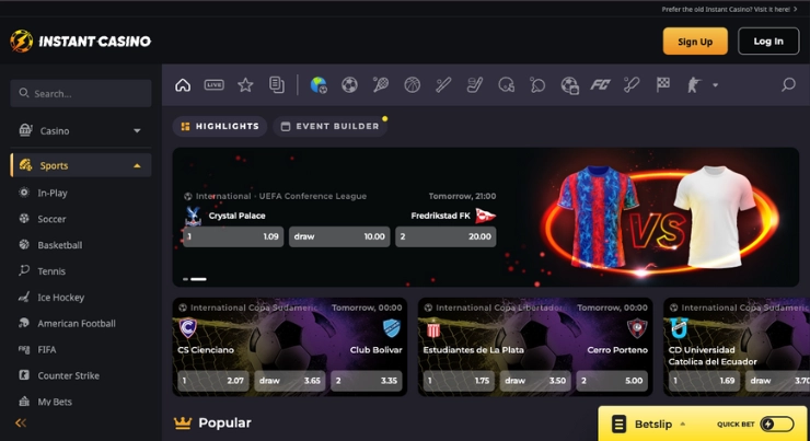 Instant sports betting side