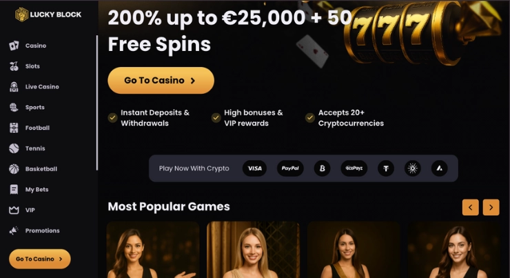 Lucky Block crypto casino hjemmeside