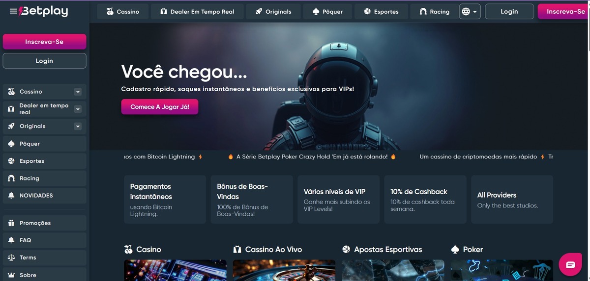 Betplay.io é uma plataforma recente no mercado de cassino online