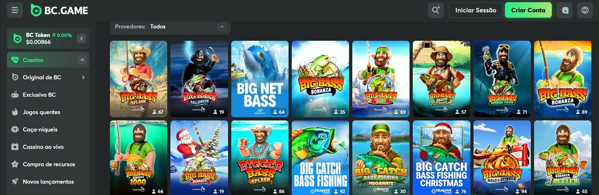 O Big Bass Splash é u mdos slots disponíveis no BC.Game
