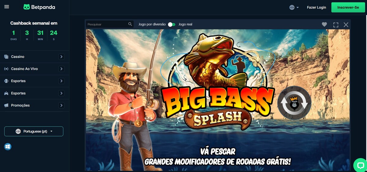 Big Bass Splash também está disponível no BetPanda