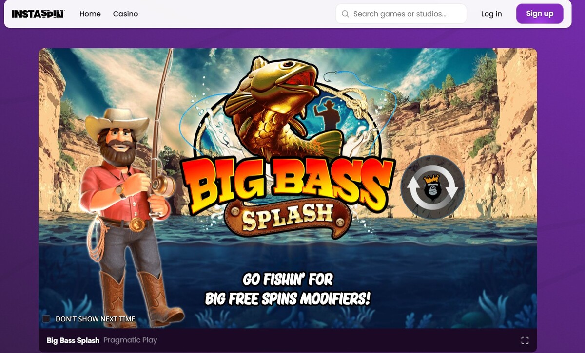 InstaSpin é um dos cassinos com Big Bass Splash no catálogo