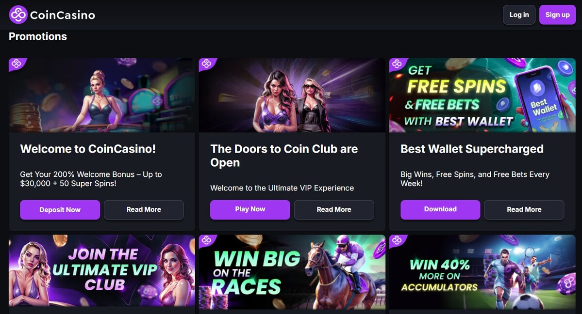 Com bônus de ate 30 mil dolares, CoinCasino é um dos cassinos que mais pagam