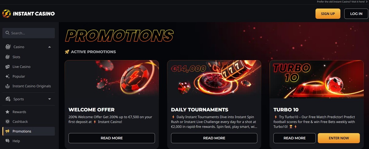 O Instant Casino é um dos cassinos que pagam mais