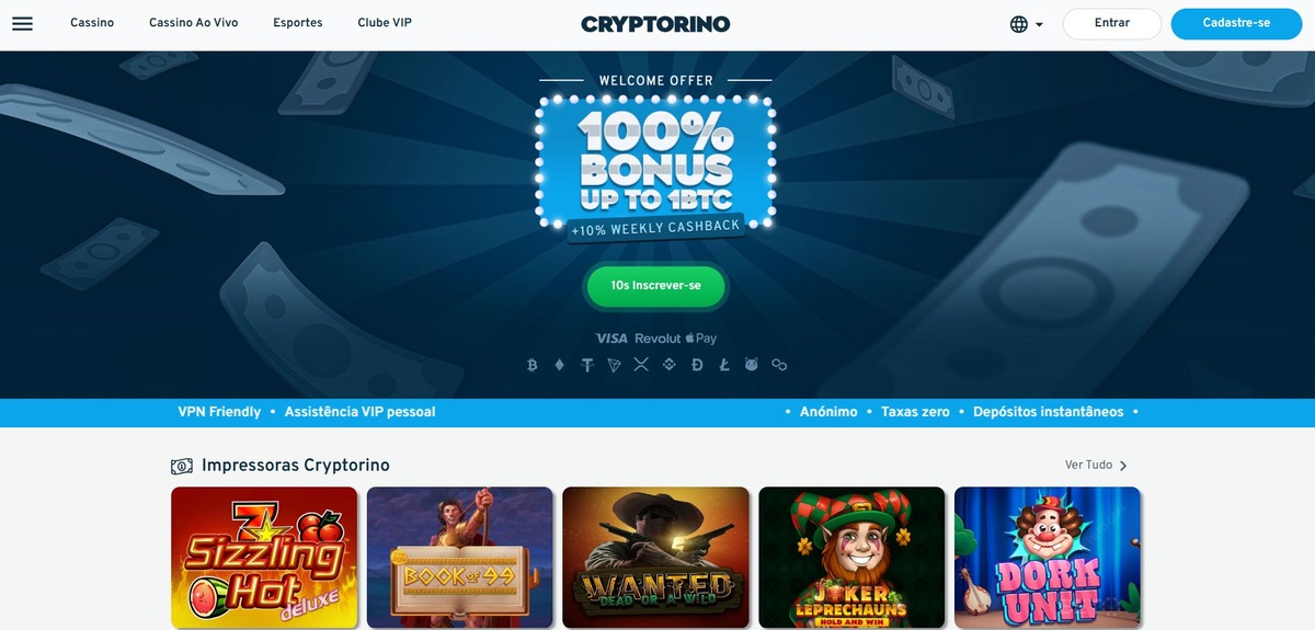 Cryptorino é um dos principais cassinos online do mercado