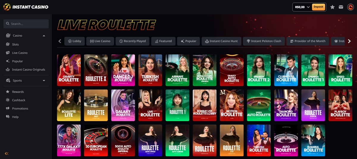 Jogos de roleta ao vivo do Instant Casino