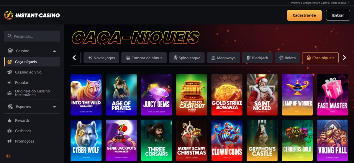 Milhares de slots estão disponíveis no Instant Casino