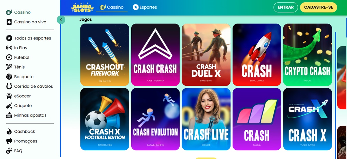 Melhores jogos de Crash do Samba Slots