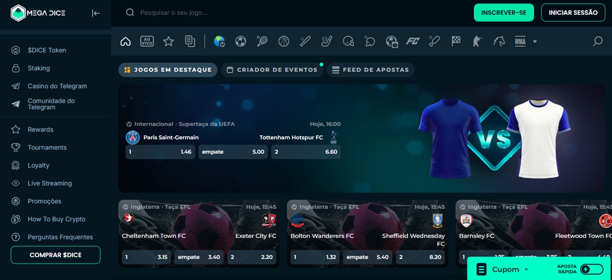 Mega Dice traz mercados distintos e boas odds para apostar em esportes