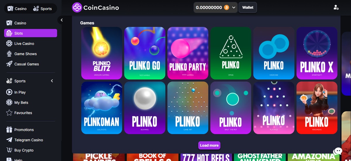 Catálogo de jogos Plinko do CoinCasino