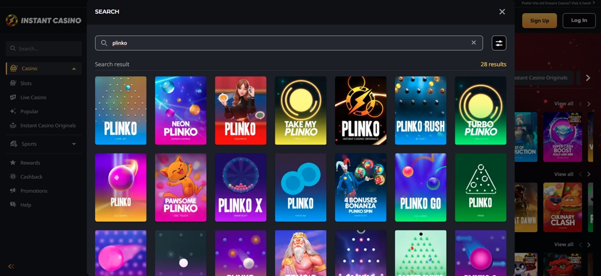Instant Casino jogos distintos baseados no Plinko Game