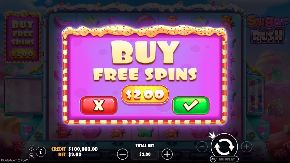 Sugar Rush é um dos slots modernos que oferece o recurso de compra de bônus