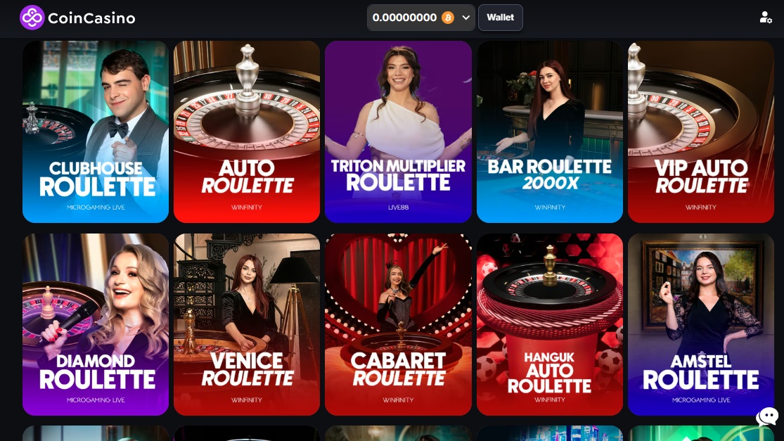 No CoinCasino há diferentes mesas de roleta cassino ao vivo