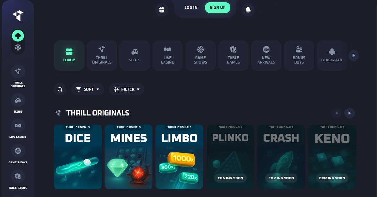 O Thrill é uma das plataformas mais inovadoras do mercado de cassinos com criptomoedas