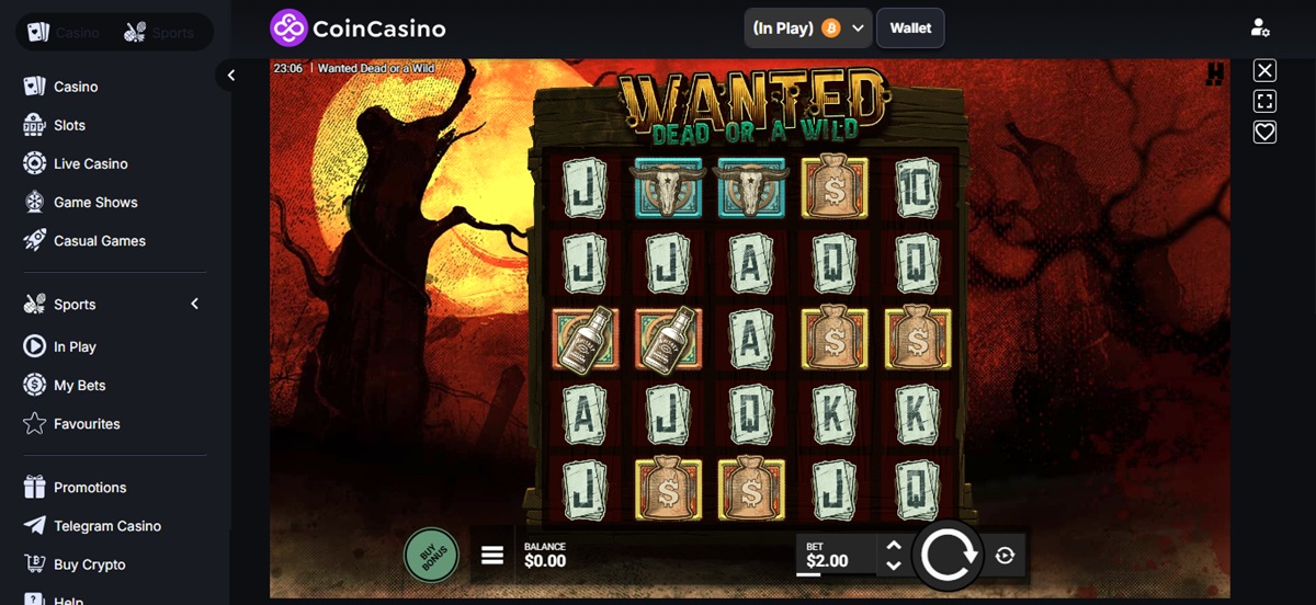 Wanted Dead or a Wild é um dos principais slots do CoinCasino