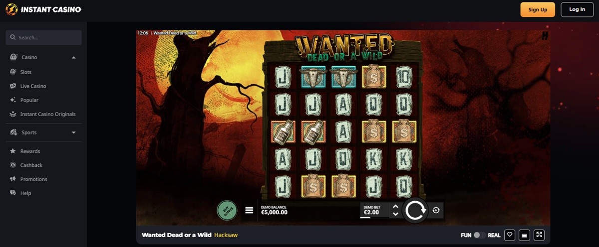 É possível jogar o slot Wanted Dead or a Wild no Instant Casino