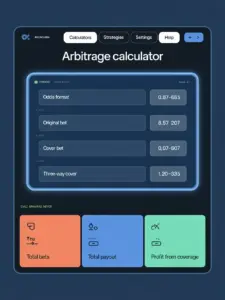Interface de calculadoras de arbitragem comuns no mercado